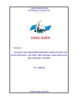 Xây dựng hai nhóm biện pháp phát triển kĩ năng vận dụng kiến thức vào thực tiễn cho học sinh trong dạy học sinh học cấp THPT 