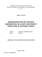 Quản trị trường đại học tư thục theo hướng không vì lợi nhuận ở việt nam hiện nay tt tiếng anh 