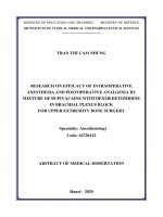 Nghiên cứu hiệu quả vô cảm trong mổ và giảm đau sau mổ của gây tê đám rối thần kinh cánh tay bằng hỗn hợp bupivacain   dexmedetomidin trong kết hợp xương chi trên tt tiếng anh 