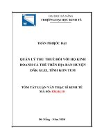 Quản lý thu thuế đối với hộ kinh doanh cá thể trên địa bàn huyện đăk glei, tỉnh kon tum