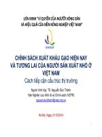 CHÍNH SÁCH XUẤT KHẨU GẠO HIỆN NAY CHÍNH SÁCH XUẤT KHẨU GẠO HIỆN NAY VÀ TƯƠNG LAI CỦA NGƯỜI SẢN XUẤT NHỎ Ở VIỆT NAM Cách tiếp cận cấu trúc thị trường