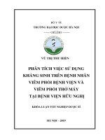 VŨ THỊ THU HIỀN PHÂN TÍCH VIỆC sử DỤNG KHÁNG SINH TRÊN BỆNH NHÂN VIÊM PHỔI BỆNH VIỆN và VIÊM PHỔI THỞ máy tại BỆNH VIỆN hữu NGHỊ 