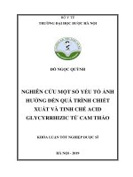 ĐỖ NGỌC QUỲNH NGHIÊN cứu một số yếu tố ẢNH HƯỞNG đến QUÁ TRÌNH CHIẾT XUẤT và TINH CHẾ ACID GLYCYRRHIZIC từ CAM THẢO 