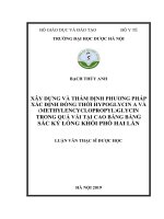 BẠCH THÚY ANH xây DỰNG và THẨM ĐỊNH PHƯƠNG PHÁP xác ĐỊNH ĐỒNG THỜI HYPOGLYCIN a và (METHYLENCYCLOPROPYL)GLYCIN TRONG QUẢ vải tại CAO BẰNG BẰNG sắc ký LỎNG KHỐI PHỔ HAI lần LUẬN văn THẠC sĩ dược học 