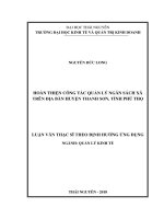 Hoàn Thiện Công Tác Quản Lý Ngân Sách Xã Trên Địa Bàn Huyện Thanh Sơn, Tỉnh Phú Thọ