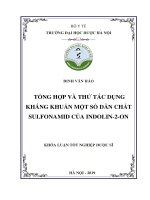 ĐINH văn hào TỔNG hợp và THỬ tác DỤNG KHÁNG KHUẨN một số dẫn CHẤT SULFONAMID của INDOLIN 2 ON 