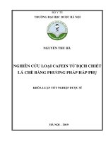 NGHIÊN CỨU LOẠI CAFEIN TỪ DỊCH CHIẾT LÁ CHÈ BẰNG PHƯƠNG PHÁP HẤP PHỤ KHÓA LUẬN TỐT NGHIỆP DƯỢC SĨ