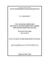 Cải Cách Hành Chính Thuế Đối Với Các Doanh Nghiệp Nông Nghiệp Trên Địa Bàn Tỉnh Thái Nguyên