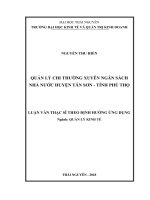 Quản Lý Chi Thường Xuyên Ngân Sách Nhà Nước Huyện Tân Sơn - Tỉnh Phú Thọ