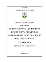 NGUYỄN THỊ THÙY DƯƠNG MSV  1401118 NGHIÊN cứu SÀNG lọc tác DỤNG ức CHẾ ENZYM CHUYỂN hóa ANGIOTENSIN IN VITRO của một số dược LIỆU TIỀM NĂNG tại VIỆT NAM KHÓA LUẬN tốt NGHIỆP dược sĩ 