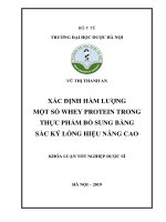 VŨ THỊ THANH AN xác ĐỊNH hàm LƯỢNG một số WHEY PROTEIN TRONG THỰC PHẨM bổ SUNG BẰNG sắc ký LỎNG HIỆU NĂNG CAO KHÓA LUẬN tốt NGHIỆP dược sĩ 