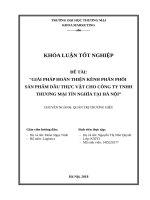 Giải pháp hoàn thiện kênh phân phối sản phẩm dầu thực vật của công ty TNHH Thương mại Tín Nghĩa tại Hà Nội