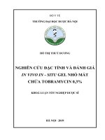 NGHIÊN cứu đặc TÍNH và ĐÁNH GIÁ IN VIVO IN   SITU GEL NHỎ mắt CHỨA TOBRAMYCIN 0,3% KHOÁ LUẬN tốt NGHIỆP dược sĩ 