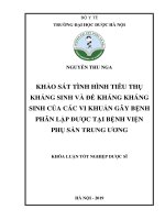 KHẢO SÁT TÌNH HÌNH TIÊU THỤ KHÁNG SINH VÀ ĐỀ KHÁNG KHÁNG SINH CỦA CÁC VI KHUẨN GÂY BỆNH PHÂN LẬP ĐƢỢC TẠI BỆNH VIỆN PHỤ SẢN TRUNG ƢƠNG KHÓA LUẬN TỐT NGHIỆP DƢỢC SĨ