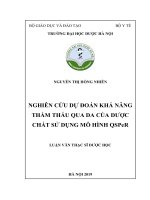NGUYỄN THỊ HỒNG NHIÊN NGHIÊN cứu dự đoán KHẢ NĂNG THẨM THẤU QUA DA của dược CHẤT sử DỤNG mô HÌNH QSPeR 