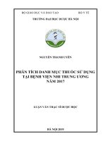 NGUYỄN THANH UYÊN PHÂN TÍCH DANH mục THUỐC sử DỤNG tại BỆNH VIỆN NHI TRUNG ƯƠNG năm 2017 
