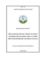 ĐINH THỊ THANH THỦY PHÂN TÍCH DANH mục THUỐC sử DỤNG tại BỆNH VIỆN đa KHOA KHU vực hóc môn THÀNH PHỐ hồ CHÍ MINH năm 2017 