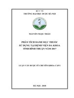 Phân tích danh mục thuốc sử dụng tại bệnh viện đa khoa tỉnh bình thuận năm 2017 