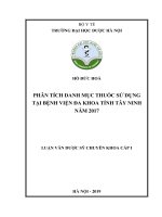 HỒ đức HOÀ PHÂN TÍCH DANH mục THUỐC sử DỤNG tại BỆNH VIỆN đa KHOA TỈNH tây NINH năm 2017 LUẬN văn dƣợc sỹ CHUYÊN KHOA cấp i 