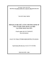 Mối Quan Hệ Giữa Tăng Trưởng Kinh Tế Với Vấn Đề Công Bằng Xã Hội Tại Tỉnh Thái Nguyên