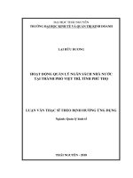 Hoạt Động Quản Lý Ngân Sách Nhà Nước Tại Thành Phố Việt Trì, Tỉnh Phú Thọ