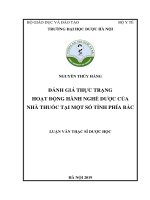 NGUYỄN THÚY HẰNG ĐÁNH GIÁ THỰC TRẠNG HOẠT ĐỘNG HÀNH NGHỀ dƣợc của NHÀ THUỐC tại một số TỈNH PHÍA bắc LUẬN văn THẠC sĩ dƣợc học 