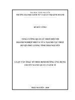 Tăng Cường Quản Lý Thuế Đối Với Doanh Nghiệp Nhỏ Và Vừa Tại Chi Cục Thuế Huyện Phú Lương