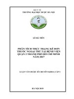 Phân tích thực trạng kê đơn thuốc ngoại trú tại bệnh viện quận 2 thành phố hồ chí minh năm 2017 