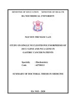 Nghiên cứu đa hình thái đơn gen MUC1 và PSCA trên bệnh nhân ung thư dạ dày tt 