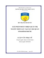 Luận văn giải pháp hoàn thiện quản trị nguồn nhân lực tại cục hải quan tỉnh bình phước 