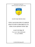 Luận văn nâng cao sự hài lòng của khách hàng về chất lượng dịch vụ của công ty du lịch đất nước việt 