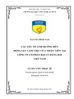 Luận văn các yếu tố ảnh hưởng đến động lực làm việc của nhân viên tại công ty cổ phần đại lý hàng hải 