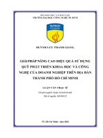 Luận văn giải pháp nâng cao hiệu quả sử dụng quỹ phát triển khoa học và công nghệ của doanh nghiệp trên địa bàn thành phố hồ chí minh​ 