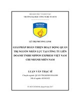 Luận văn giải pháp hoàn thiện hoạt động quản trị nguồn nhân lực tại công ty liên doanh TNHH nippon express 