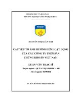 Luận văn các yếu tố ảnh hưởng đến hoạt động của các công ty trên sàn chứng khoán việt nam​ 