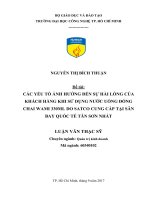Luận văn các yếu tố ảnh hưởng đến sự hài lòng của khách hàng khi sử dụng nước uống đóng chai wami 330ml 