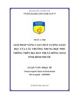 Luận văn giải pháp nâng cao chất lượng giáo dục của các trường trung học phổ thông trên địa bàn thị xã 