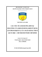 Luận văn các yếu tố ảnh hưởng đến sự hài lòng của khách hàng khi sử dụng sản phẩm dịch vụ của ngân hàng TMCP quân đội   chi nhánh TP  hồ chí minh​ 
