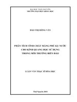 Phân Tích Tính Chất Màng Phủ Kỵ Nước Cho Kính Quang Học Sử Dụng Trong Môi Trường Biển Đảo