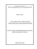 Tăng cường quản lý thuế nhà thầu nước ngoài tại cục thuế tỉnh thái nguyên 