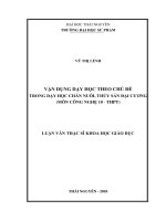 Vận Dụng Dạy Học Theo Chủ Đề Trong Dạy Học Chăn Nuôi, Thủy Sản Đại Cương (Môn Công Nghệ 10 - THPT)