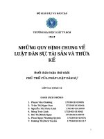 Bài tập nhóm chủ thể của pháp luật dân sự những quy định chung về luật dân sự, tài sản và thừa kế