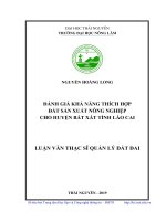 Luận văn thạc sĩ đánh giá khả năng thích hợp đất sản xuất nông nghiệp cho huyện bát xát, tỉnh lào cai 