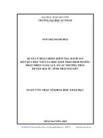 Luận văn thạc sĩ quản lý hoạt động kiểm tra, đánh giá kết quả học tập của học sinh theo định hướng phát triển năng lực ở các trường THCS huyện đại từ, tỉnh thái nguyên 