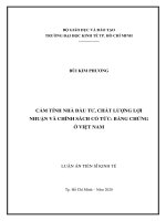 Cảm tính nhà đầu tư, chất lượng lợi nhuận và chính sách cổ tức  bằng chứng ở việt nam 