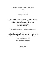 Luận văn thạc sỹ - Quản lý của chính quyền tỉnh Đắk Lắk, đối với các cụm công nghiệp