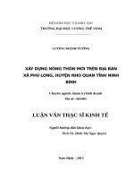 Luận văn thạc sỹ - Xây dựng nông thôn mới trên địa bàn xã Phú Long, huyện Nho Quan, tỉnh Ninh Bình
