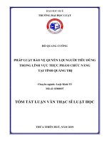 PHÁP LUẬT BẢO VỆ QUYỀN LỢI NGƢỜI TIÊU DÙNG TRONG LĨNH VỰC THỰC PHẨM CHỨC NĂNG TẠI TỈNH QUẢNG TRỊ