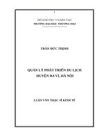 Quản lý phát triển du lịch huyện Ba Vì, Hà Nội