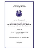 Hoàn thiện kiểm soát chi đầu tư xây dựng cơ bản từ ngân sách nhà nước của kho bạc nhà nước tỉnh bắc giang  